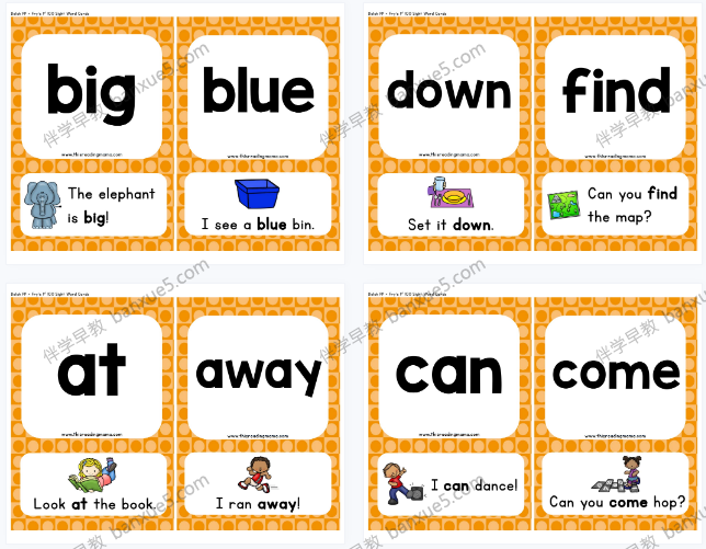 自然拼读高频单词《sight word sentence cards》L1-L5共6册PDF-自然拼读-第1张